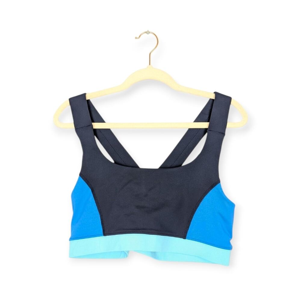 Interval Blue Color Block Stronger Cross Back Sports Bra Size XL